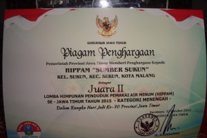 Piagam Penghargaan HIPPAM SUMBER SUKUN RW. IV